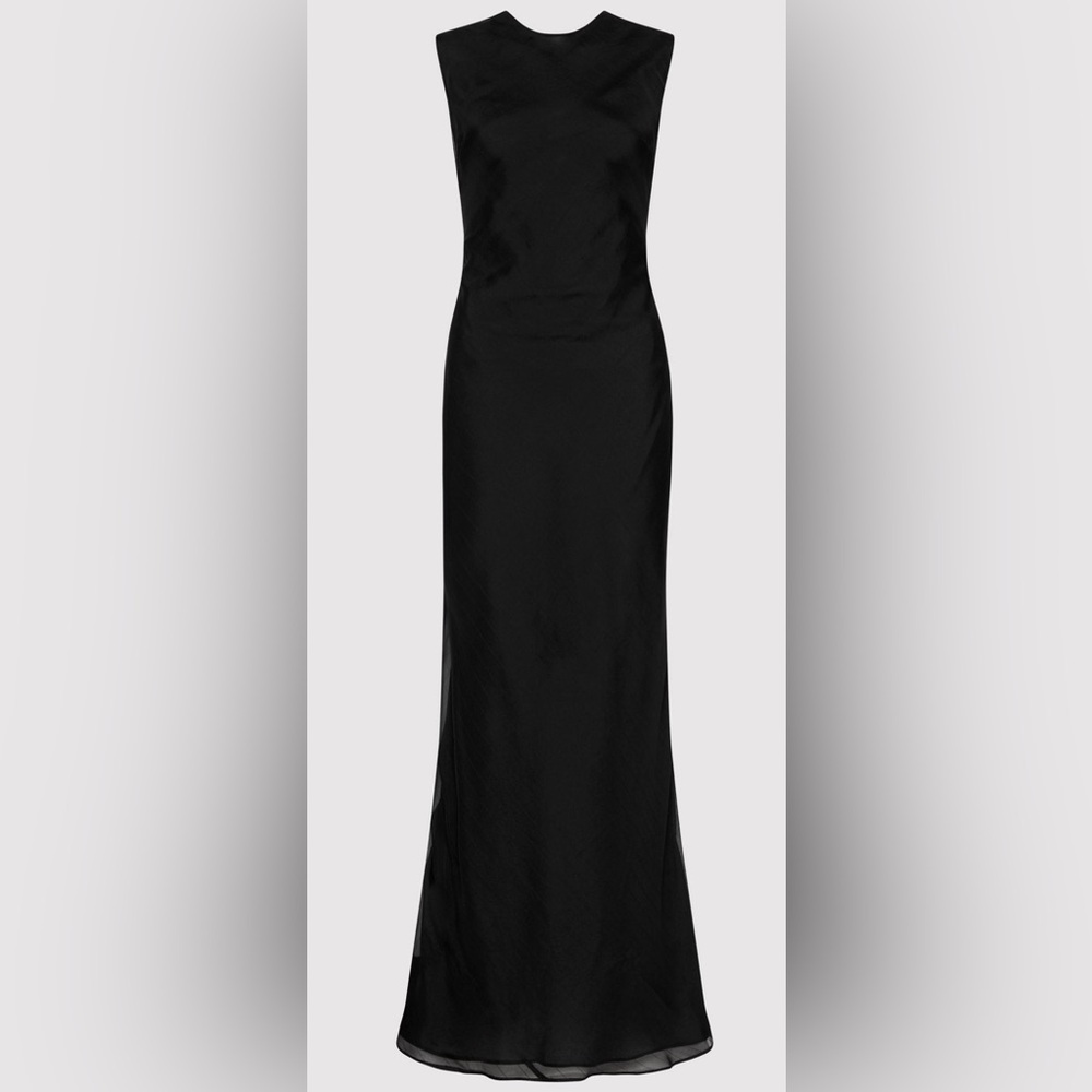 St. Agni Black Midi Slip Skirt with Slit